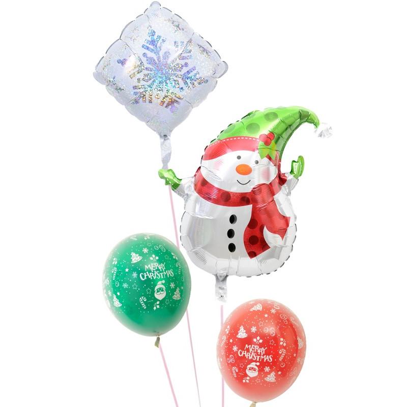 バルーン ギフト クリスマス プレゼント お祝い 電報 風船 装飾 雪の結晶 スノーマン クリスマスバルーン12｜u-balloon