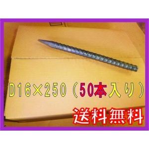 送料無料！異形D16ストレートピン(生地） L=250mm 50本箱詰め