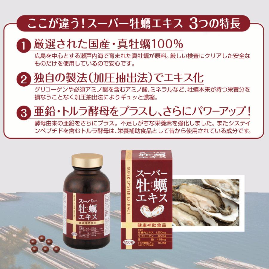 健康食品 スーパー牡蠣エキス サプリメント 元気 グリコーゲン タウリン 亜鉛 ユニテックメディカル 公式 550粒 | ユニテックメディカル | 02