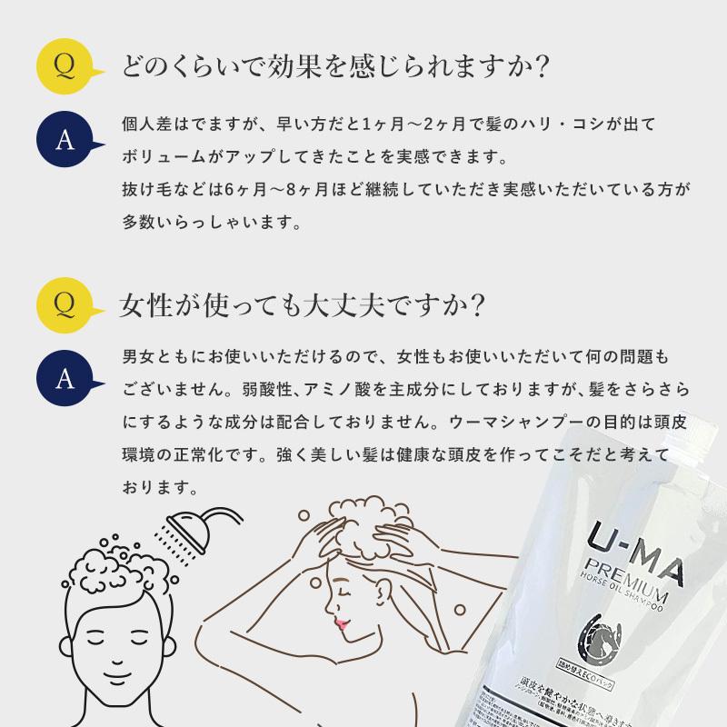 シャンプー スカルプ 　ウーマシャンプー　詰め替え700ml メンズ 男性 医薬部外品 馬油 薬用 アミノ酸 頭皮 育毛 抜け毛 薄毛 シャンプー｜u-ma-store｜16