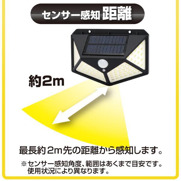 人感センサーライト セット ソーラーLED 100灯 強力照射 IP44 屋外 照明 ポーチライト 太陽光充電 送込/日本郵便 ◇ 100LEDライト×2個｜u-net-shop-jp｜08