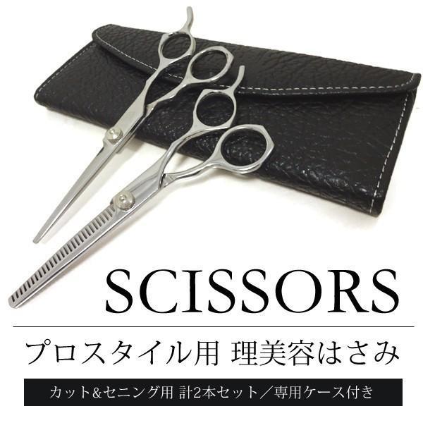 散髪 はさみ ステンレス製 カット すきバサミ 2本セット ケース付き 髪の毛 ヘアカット アレンジ 前髪 セルフ 髪 美容 健康 送料無料 3M◇ 美容理容はさみ | 