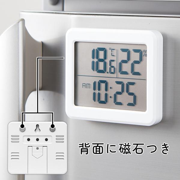 温湿度計 デジタル 温度計 湿度計 高精度 温湿度計付き 時計 マグネット おしゃれ シンプル 室外 室内 測定器 敬老の日 送料無料 2M◇ 温湿度計MT |  | 03