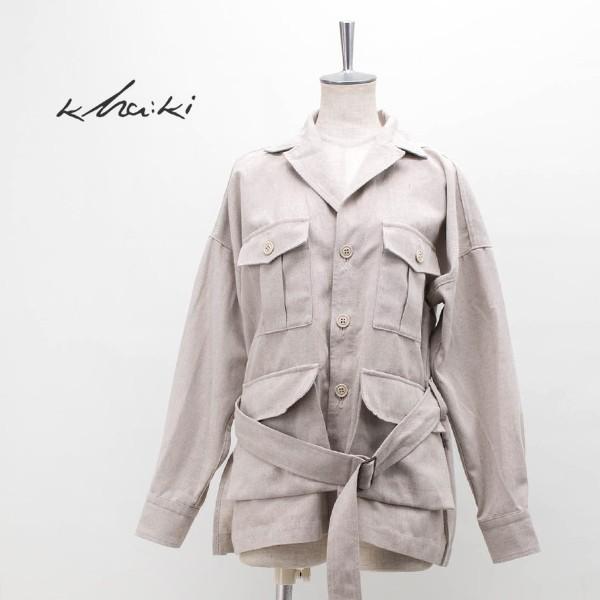 30 Off Sale 50 Off Kha Ki カーキ レディース リネン サファリジャケット Mil hjk133 ss 返品交換不可