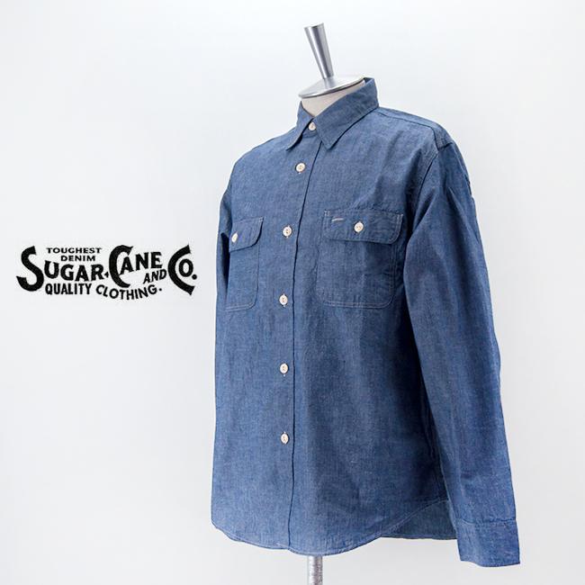 SUGAR CANE シュガーケーン メンズ ブルーシャンブレーワークシャツ(SC27850)(2024SS)｜u-oak｜03