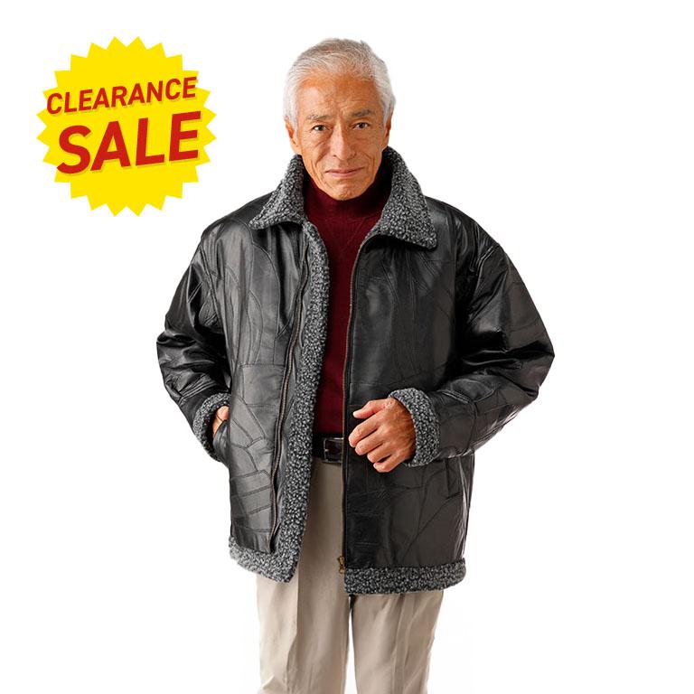 ラム革 パッチワーク ボア ブルゾン - レザー ジャケット アウター 裏