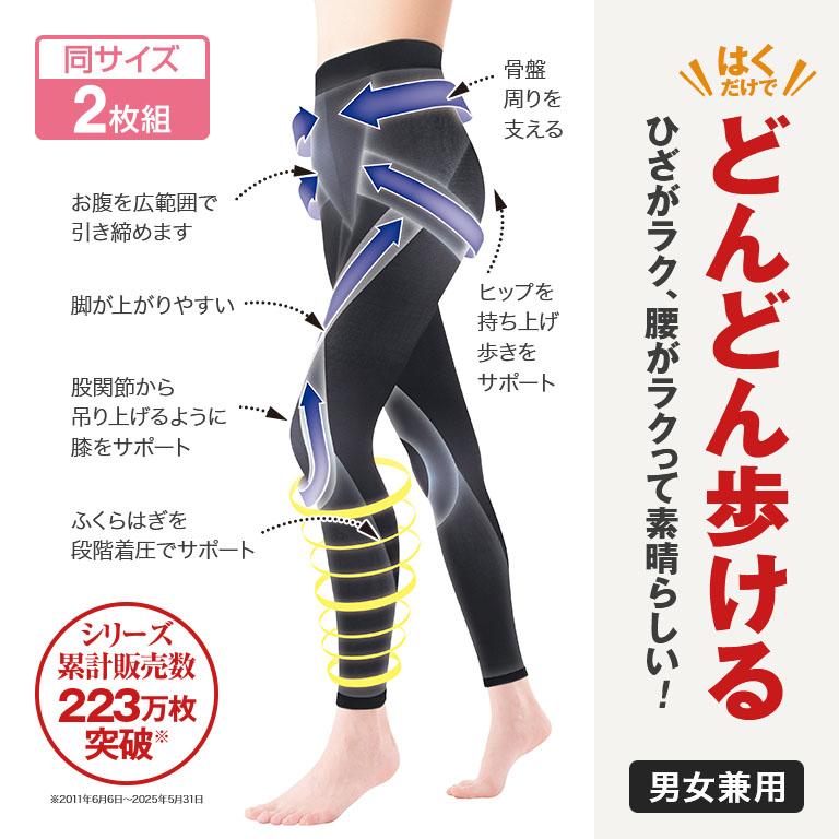 らくらくテーピングスパッツ ロコアップ 10分丈 2枚セット スパッツ