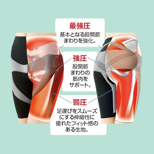 理学療法士が考えた 股関節スパッツ 3枚組 - 股関節 サポート はくだけ どんどん 歩ける 腰痛 肩こり 日本製 ブラック ベージュ