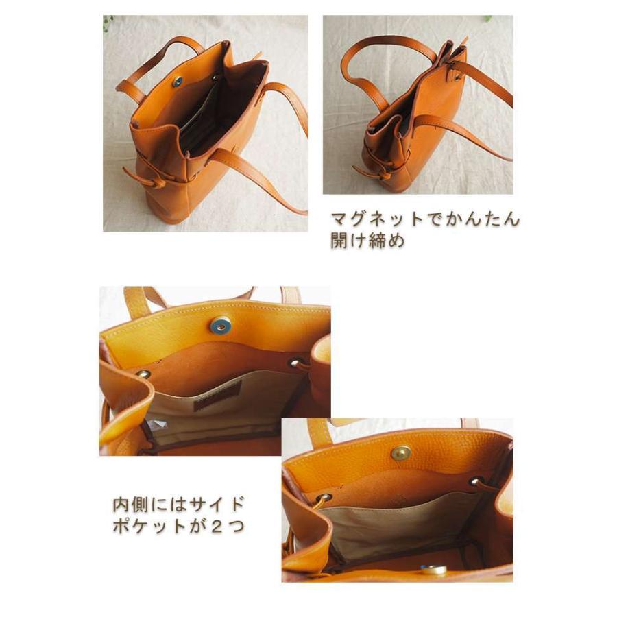 CLEDRAN クレドラン 両サイドのストラップが印象的なレザートート 