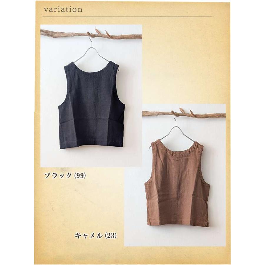 ベスト Dgy レディース 春秋冬 リネン混2WAY ノースリーブ ショート丈