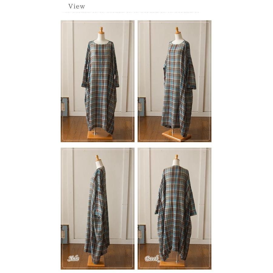 ichi ウールガーゼ チェック ロングワンピース ichi｜Wool Gauze Check Dress - ichi Antiquités(イチアンティークス