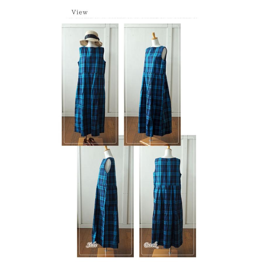 ICHI（イチ） チェックノースリワンピ タータンチェック柄の鮮やかな