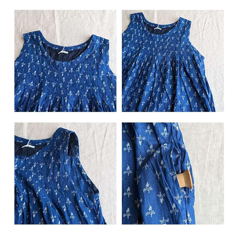 ICHI イチ プラントプリントノースリーブロングワンピース 直物  