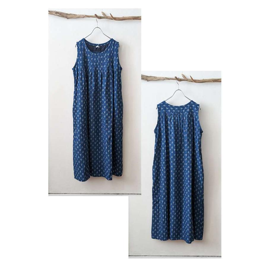 ICHI イチ プラントプリントノースリーブロングワンピース 直物  