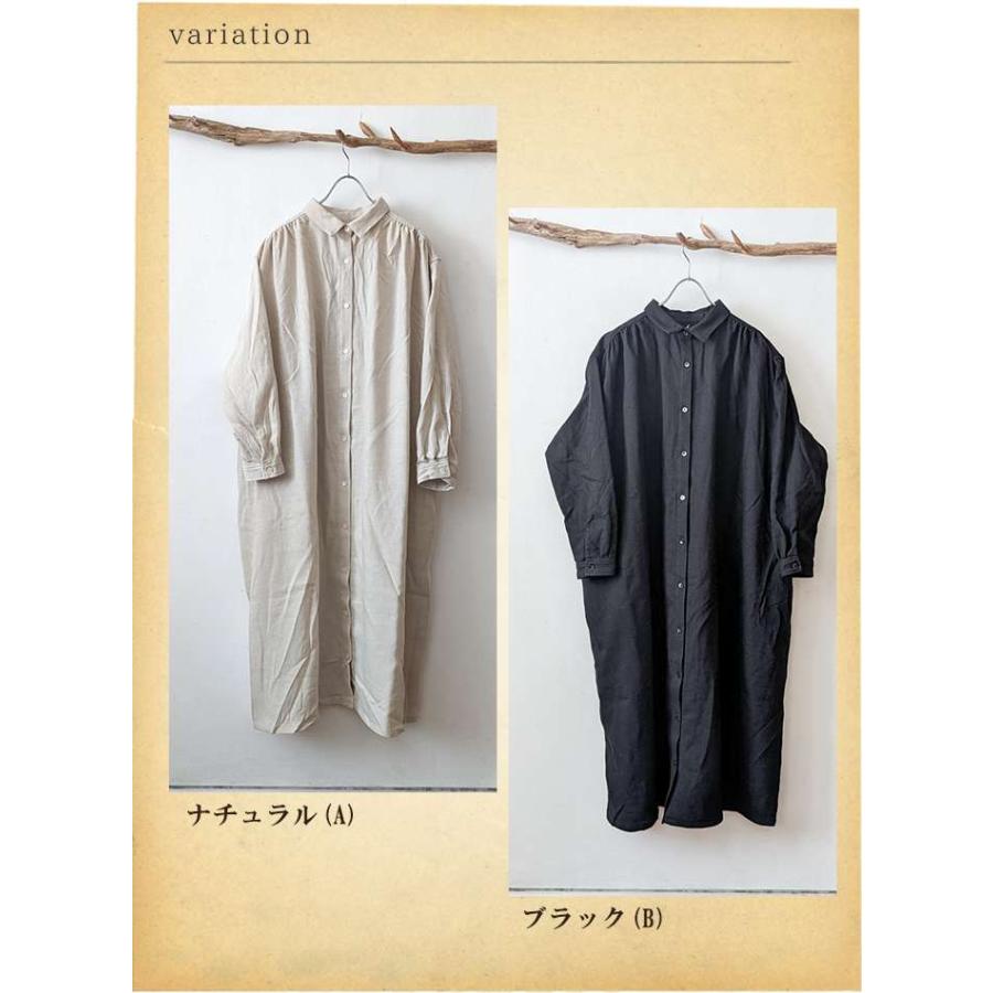 ICHI 【セール20％】ICHI イチ ウールリネンギャザーロングシャツ 