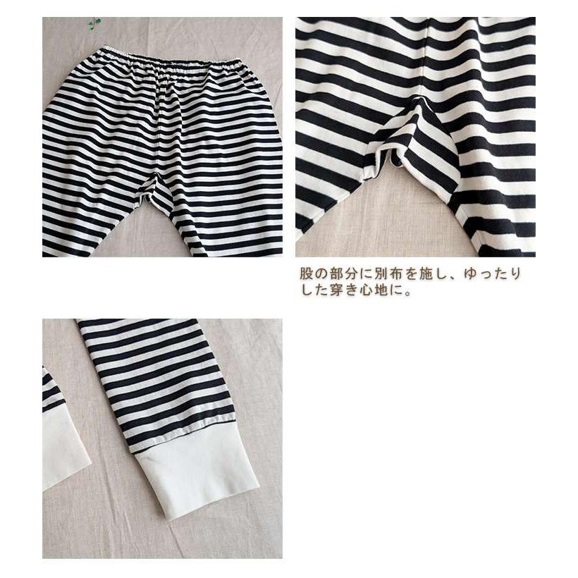 ICHI（イチ） コットンフライス生地ボーダーレギンス レディース フル