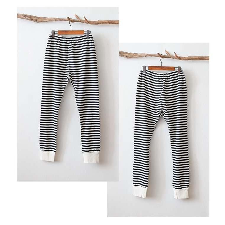 ICHI（イチ） コットンフライス生地ボーダーレギンス レディース フル