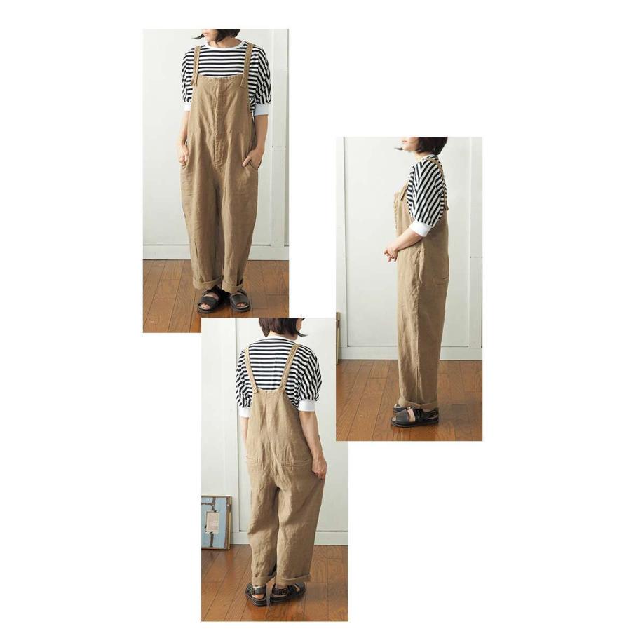 YARRA（ヤラ） ナチュラルな素材感のサロペットパンツ しっかりリネン