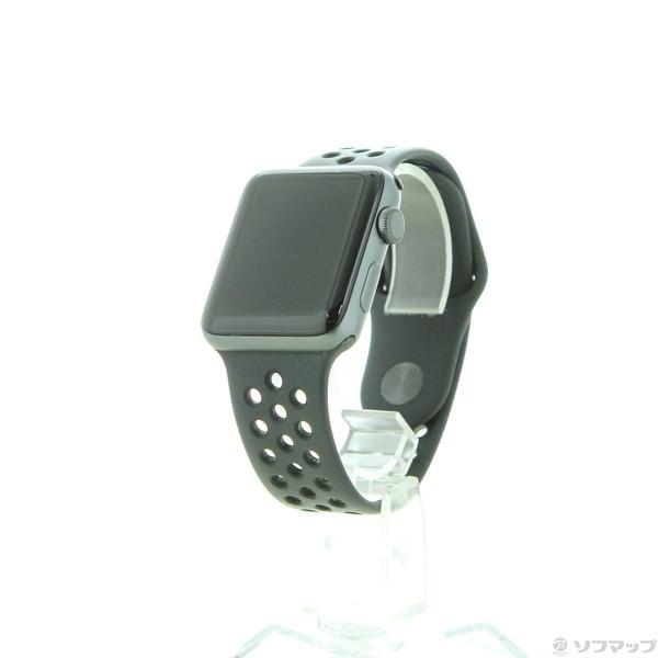 スマートウォッチ本体 〔中古〕Apple(アップル) Apple Watch Series 3 Nike+ GPS 42mm  スペースグレイアルミニウムケース アンスラサイト／ブラックNikeスポーツバンド〔344-ud〕