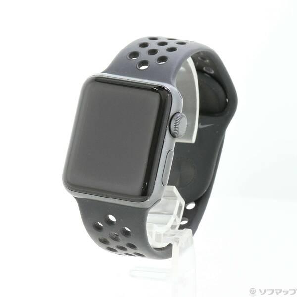 〔中古〕Apple(アップル) Apple Watch Series 3 Nike+ GPS 38mm スペースグレイアルミニウムケース アンスラサイト／ブラックNikeスポーツバンド〔295-ud〕 | 