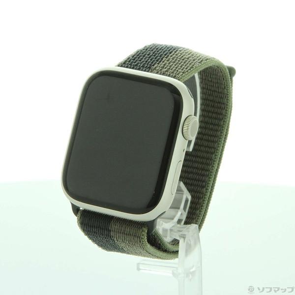 〔中古〕Apple(アップル) Apple Watch Series 7 GPS 45mm スターライトアルミニウムケース トルネード／グレイスポーツループ〔349-ud〕 | 