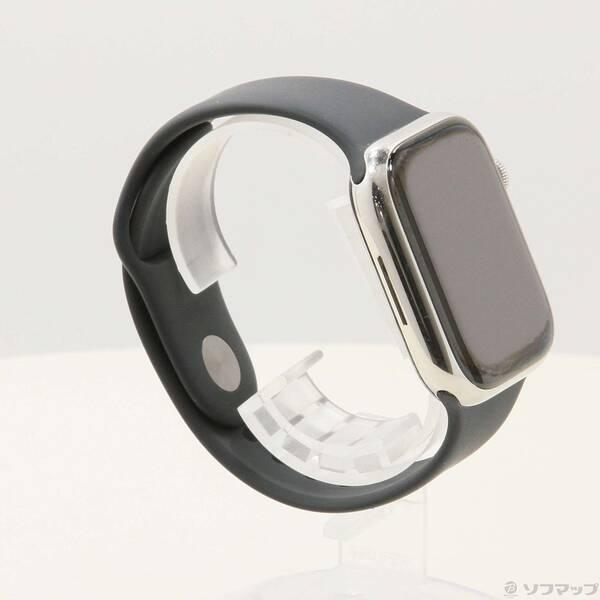 〔中古〕Apple(アップル) Apple Watch Series 8 GPS + Cellular 45mm シルバーステンレススチールケース ミッドナイトスポーツバンド〔196-ud〕 |  | 03