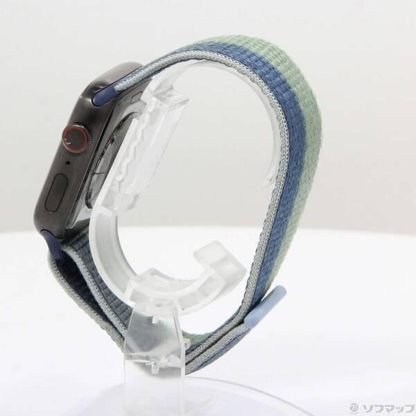 〔中古〕Apple(アップル) Apple Watch Series 7 GPS + Cellular 45mm スペースブラックチタニウムケース アビスブルー／モスグリーンスポーツループ〔349-ud〕 |  | 01