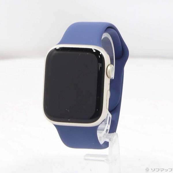 〔中古〕Apple(アップル) Apple Watch Series 7 GPS 45mm スターライトアルミニウムケース デニムスポーツバンド〔269-ud〕 | 