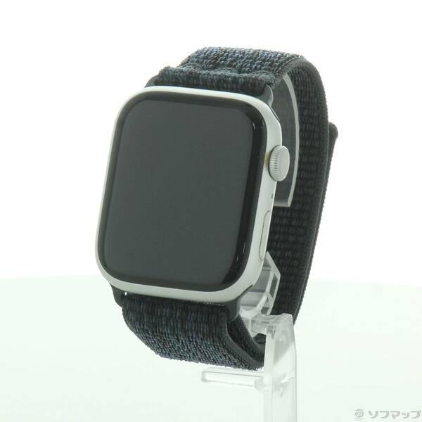 〔中古〕Apple(アップル) Apple Watch Series 9 GPS 45mm シルバーアルミニウムケース ブラック／ブルーNikeスポーツループ〔262-ud〕 | 