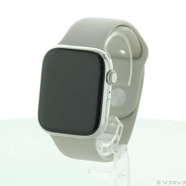 〔中古〕Apple(アップル) Apple Watch Series 7 GPS + Cellular 45mm シルバーステンレススチールケース スターライトスポーツバンド〔262-ud〕 | 