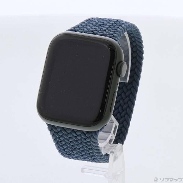 〔中古〕Apple(アップル) Apple Watch Series 7 GPS 45mm グリーンアルミニウムケース アビスブルーブレイデッドソロループ〔262-ud〕 | 