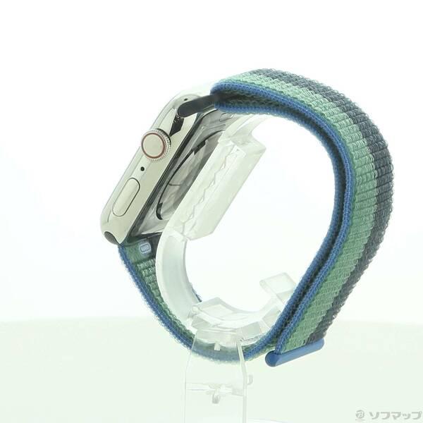 〔中古〕Apple(アップル) Apple Watch Series 7 GPS + Cellular 45mm シルバーステンレススチールケース ミッドナイト／ユーカリスポーツループ〔276-ud〕 |  | 01