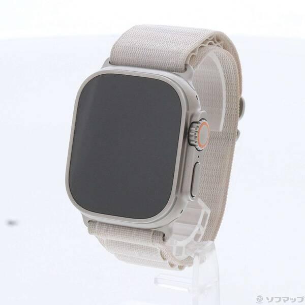 〔中古〕Apple(アップル) Apple Watch Ultra GPS + Cellular 49mm チタニウムケース スターライトアルパインループ〔344-ud〕 | 