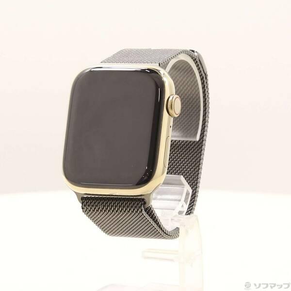 〔中古〕Apple(アップル) Apple Watch Series 8 GPS + Cellular 45mm ゴールドステンレススチールケース グラファイトミラネーゼループ〔251-ud〕 | 