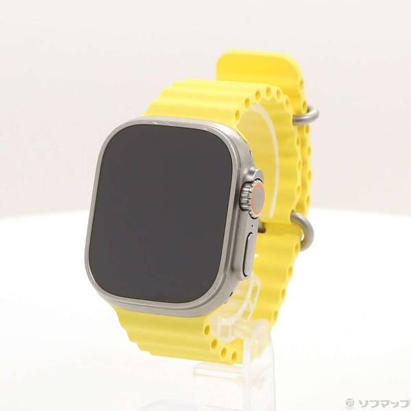 〔中古〕Apple(アップル) Apple Watch Ultra GPS + Cellular 49mm チタニウムケース イエローオーシャンバンド〔348-ud〕 | 