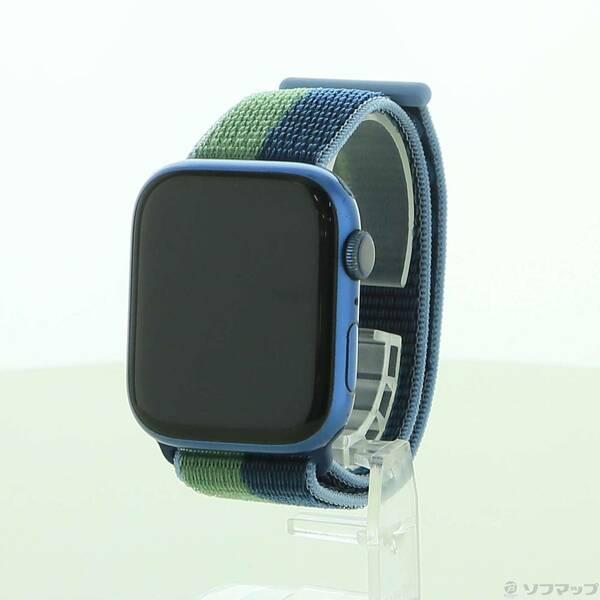 〔中古〕Apple(アップル) Apple Watch Series 7 GPS 45mm ブルーアルミニウムケース アビスブルー／モスグリーンスポーツループ〔344-ud〕 | 