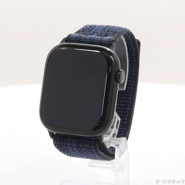 〔中古〕Apple(アップル) Apple Watch Series 10 GPS 46mm ジェットブラックアルミニウムケース ブラック／ブルーNikeスポーツループ〔348-ud〕 | 
