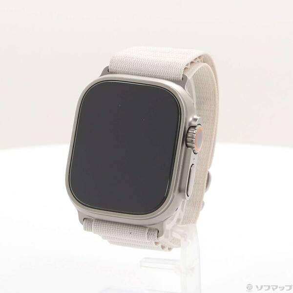 〔中古〕Apple(アップル) Apple Watch Ultra GPS + Cellular 49mm チタニウムケース スターライトアルパインループ〔276-ud〕 | 