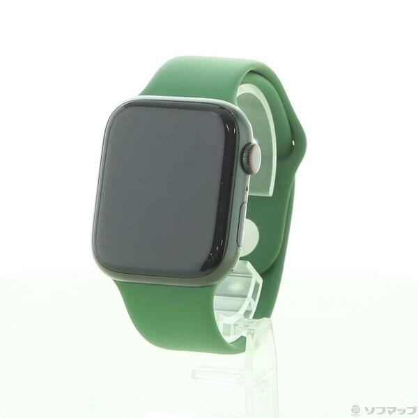 〔中古〕Apple(アップル) Apple Watch Series 7 GPS + Cellular 45mm グリーンアルミニウムケース クローバースポーツバンド〔349-ud〕 | 