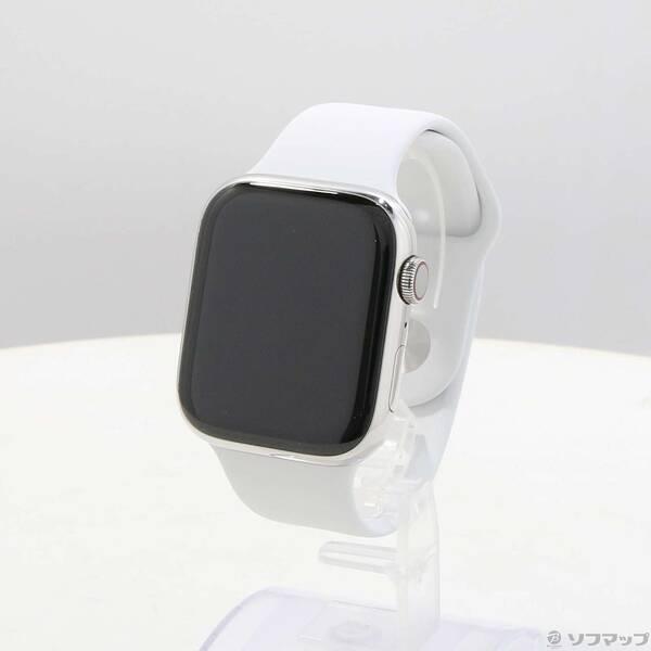 〔中古〕Apple(アップル) Apple Watch Series 8 GPS + Cellular 45mm シルバーステンレススチールケース ホワイトスポーツバンド〔198-ud〕 | 