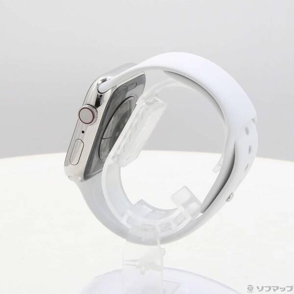〔中古〕Apple(アップル) Apple Watch Series 8 GPS + Cellular 45mm シルバーステンレススチールケース ホワイトスポーツバンド〔198-ud〕 |  | 01