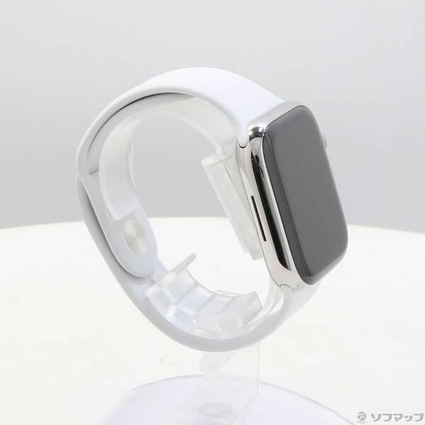 〔中古〕Apple(アップル) Apple Watch Series 8 GPS + Cellular 45mm シルバーステンレススチールケース ホワイトスポーツバンド〔198-ud〕 |  | 03
