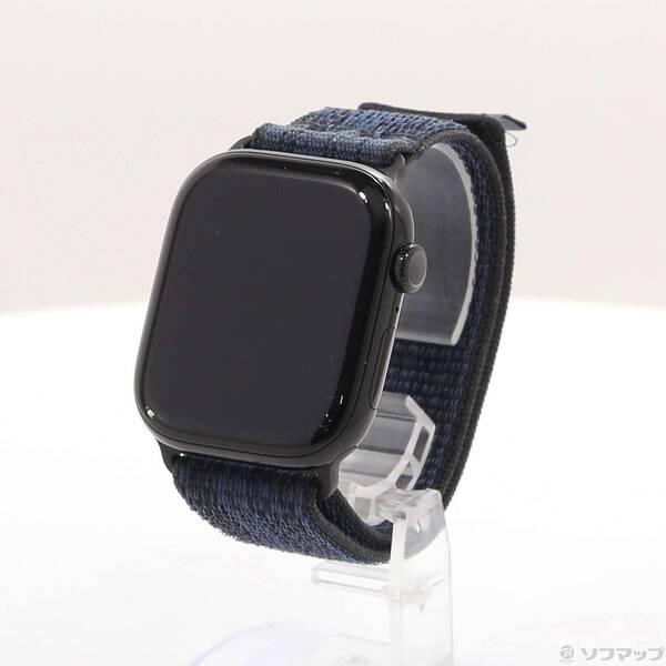 〔中古〕Apple(アップル) Apple Watch Series 10 GPS 46mm ジェットブラックアルミニウムケース ブラック／ブルーNikeスポーツループ〔377-ud〕 | 
