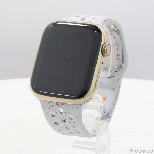 〔中古〕Apple(アップル) Apple Watch Series 9 GPS + Cellular 45mm ゴールドステンレススチールケース ピュアプラチナムNikeスポーツバンド〔258-ud〕 | 