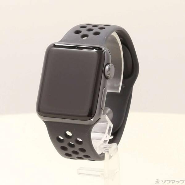 〔中古〕Apple(アップル) Apple Watch Series 3 Nike+ GPS 38mm スペースグレイアルミニウムケース アンスラサイト／ブラックNikeスポーツバンド〔247-ud〕 | 