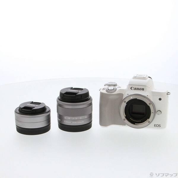 〔中古〕Canon(キヤノン) EOS Kiss M ダブルレンズキット ホワイト〔258-ud〕 | 