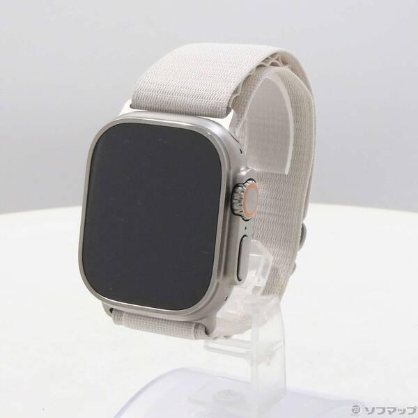 〔中古〕Apple(アップル) Apple Watch Ultra GPS + Cellular 49mm チタニウムケース スターライトアルパインループ〔348-ud〕 | 