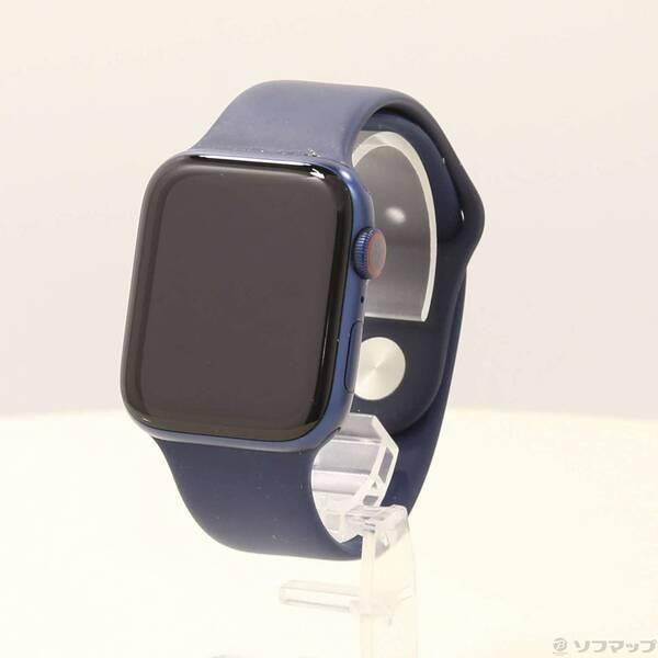 〔中古〕Apple(アップル) Apple Watch Series 6 GPS + Cellular 44mm ブルーアルミニウムケース ディープネイビースポーツバンド〔262-ud〕 | 