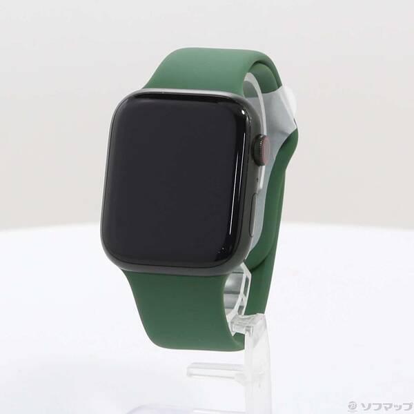 〔中古〕Apple(アップル) Apple Watch Series 7 GPS + Cellular 45mm グリーンアルミニウムケース クローバースポーツバンド〔196-ud〕 | 