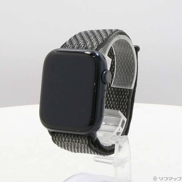〔中古〕Apple(アップル) Apple Watch Series 8 GPS 45mm ミッドナイトアルミニウムケース ブラック／サミットホワイトNikeスポーツループ〔269-ud〕 | 